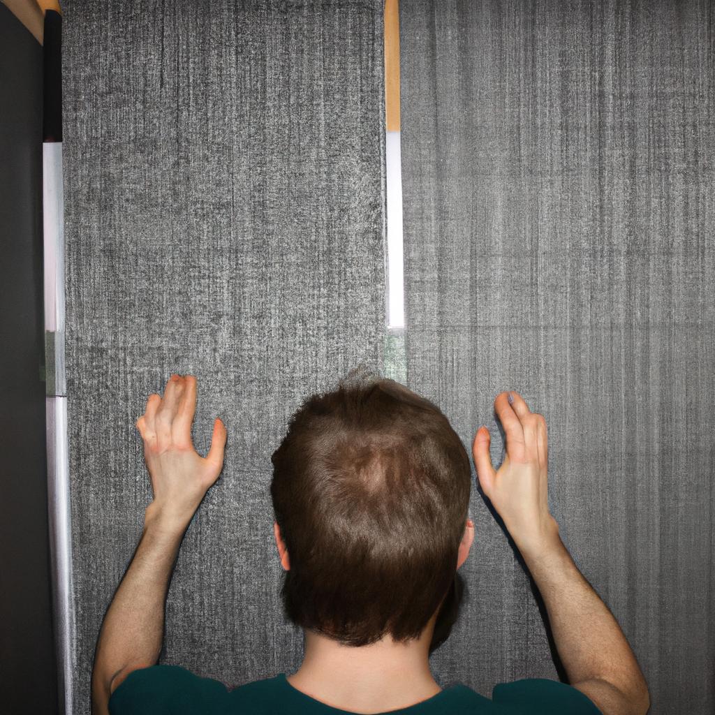 Person adjusting soundproofing panels